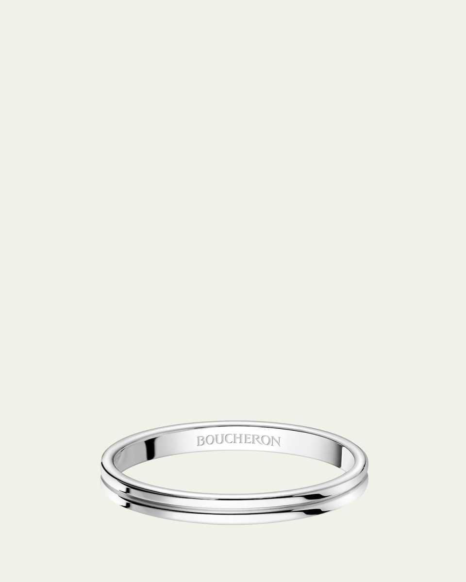 Godron Small Platinum Wedding Band